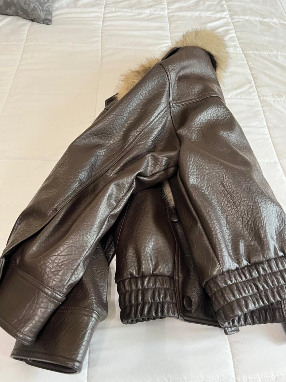 ZARA FAUX LEATHER JACKET WITH DETACHABLE COLLAR - Picture 4 of 5